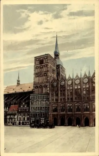 Ak Stralsund in Vorpommern, Rathaus und Nicolaikirche