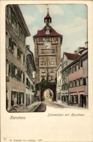 Ak Konstanz am Bodensee, Schnetztor mit Husshaus