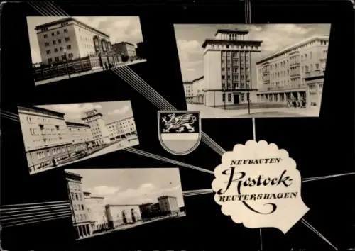 Ak Reutershagen Rostock, Neubauten, Wappen