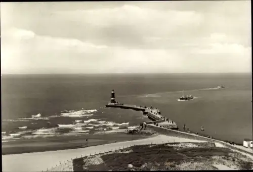 Ak Ostseebad Warnemünde Rostock, Blick auf Mole, Schiff