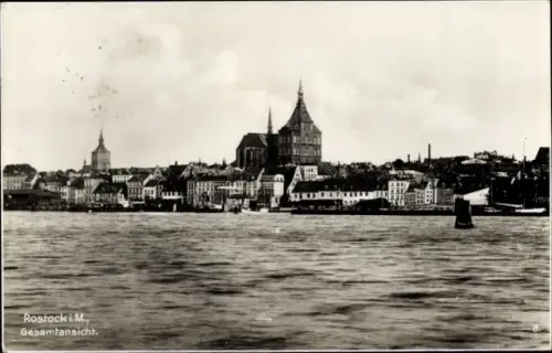 Ak Hansestadt Rostock, Gesamtansicht, Wasserpartie