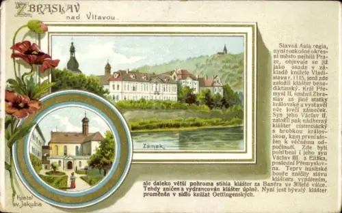 Ak Zbraslav Königsaal Praha Prag,  Kirche St. Jakob, Schloss