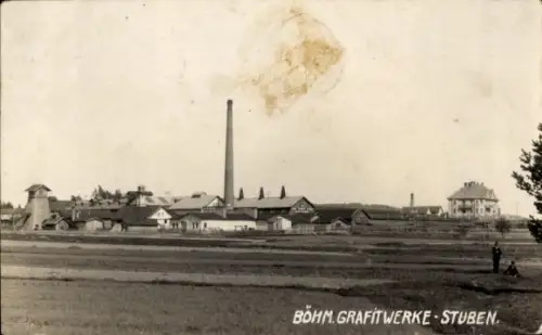 Ak Stuben Pfunds in Tirol, Industriegebäude, rauchender Schornstein, weite Wiesenlandschaft
