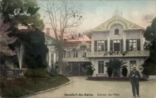 Ak Mondorf les Bains Bad Mondorf Luxemburg, Entrée du Parc