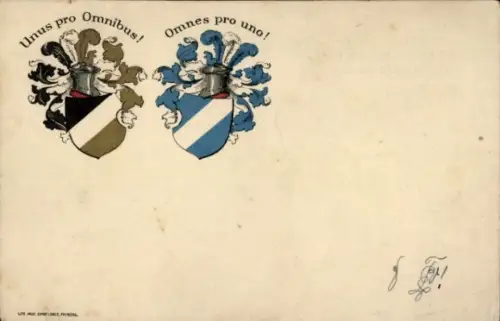 Wappen Ak Freiberg Sachsen, Tennis-Vereinigung ehem. Freiberger Realgymnasiasten und Gymnasiasten