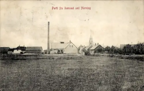 Ak Herning Dänemark, Panorama von Jsenvad, Fabrik, Kirche, ländliche Umgebung, alte Architektur