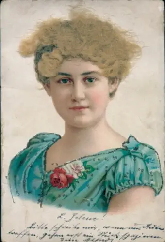 Echthaar Glitzer Litho Frauenportrait