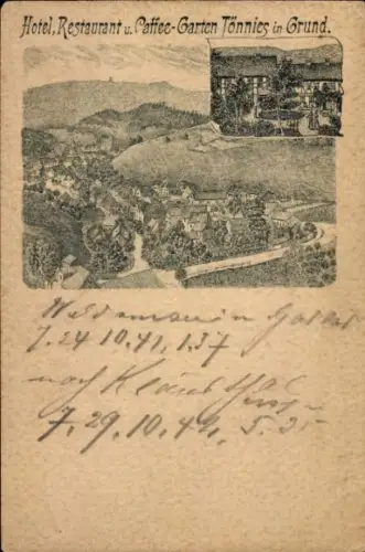 Vorläufer Litho Grund Mohorn Wilsdruff Sachsen, Hotel, Restaurant, Caffee-Garten Tönnies