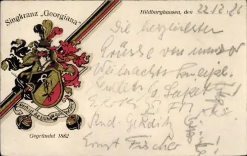 Ak Hildburghausen in Thüringen, Singkranz Georgiana, Wappen