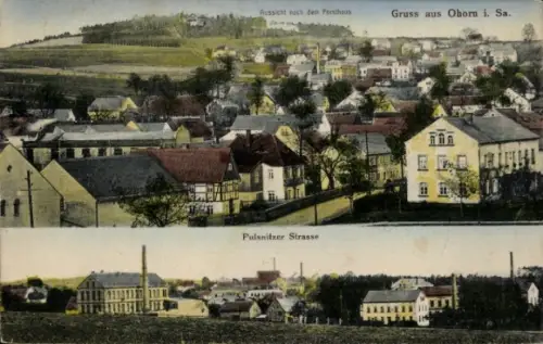 Ak Ohorn in Sachsen, Aussicht nach den Forsthaus, Gruss aus  Pulsnitzer Strasse
