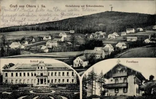 Ak Ohorn in Sachsen, Gickelsberg, Schwedenstein, Forsthaus