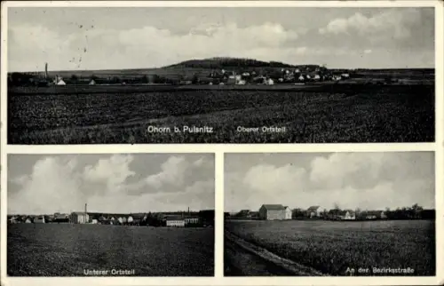 Ak Ohorn in Sachsen, Landschaft mit Gebäuden, Oberer Ortsteil, Unterer Ortsteil, Bezirksstraße