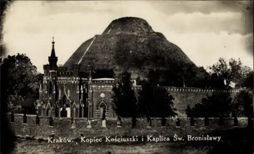 Ak Kraków Krakau Polen, Kopiec Kosciuszki i Kaplica Swietego Bronislawy