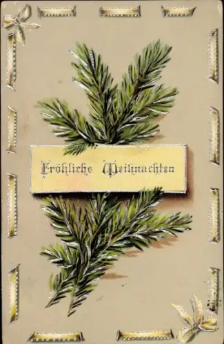 Ak Glückwunsch Weihnachten, Tannenzweig, Schleife