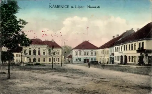 Ak Kamenice nad Lipou Kamnitz an der Linde Region Hochland, Platz
