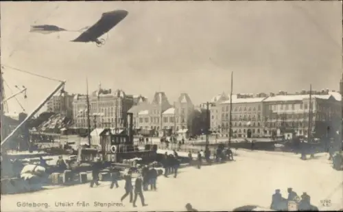 Ak Göteborg Schweden, Gesamtansicht, Flugzeug