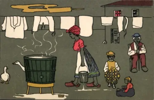 Ak Niederlande, Menschen in Tracht, Wäsche, Wasserträgerin