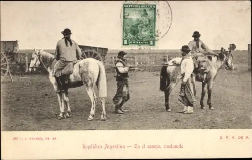 Ak Argentinien, En el campo, cinchando