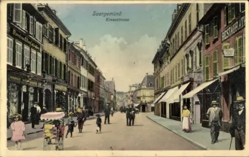 Ak Sarreguemines Saargemünd Lothringen Moselle, Kreuzstraße