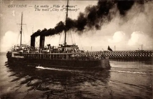 Ak Ostende Ostende Westflandern, Malle Stadt Antwerpen, Fährschiff