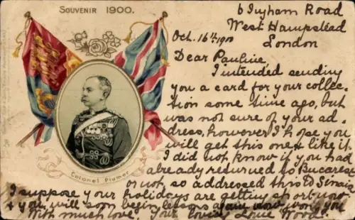 Passepartout Ak Colonel Plumer, Portrait