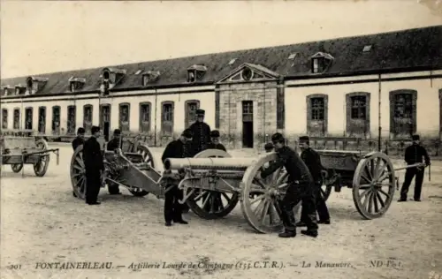 Ak Fontainebleau, Schwere Feld-Artillerie , 155 C.T.R., Manöver