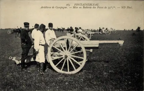 Ak Artillerie de Campagne, Mise en Batterie des Pieces de 75 m/m, Geschütz