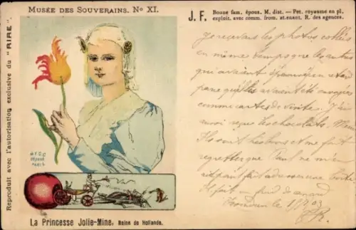 Litho La Princesse Jolie Mine, Reine de Hollande, Musée des Souverains, Tulpe