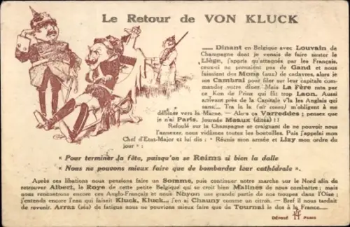Ak Le Retour de von Kluck, Karikatur, I. WK