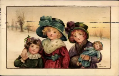 Künstler Ak Parkinson, Ethel, Kinder mit Puppe