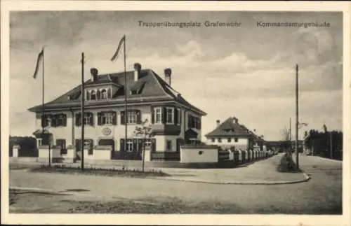 Ak Grafenwöhr Oberpfalz, Truppenübungsplatz, Kommandanturgebäude