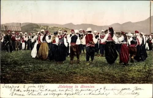 Ak Bosnien, Kolotanz, Trachten