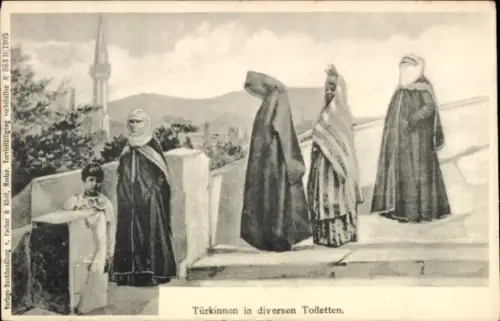 Ak Bosnien Herzegowina, Türkinnen in diversen Toiletten