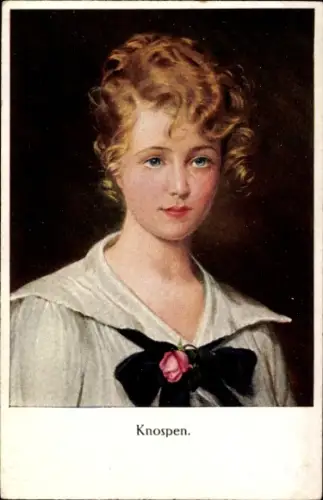 Künstler Ak Frauenbildnis, Knospen