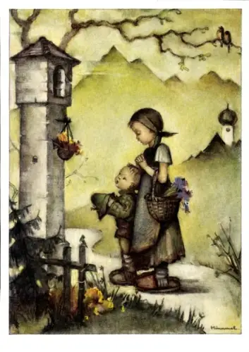 Künstler Ak Hummel, Nr. 5776, Abendläuten, Kinder