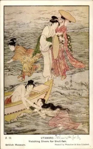 Künstler Ak Utamaro, Watching Divers for Shell-fish