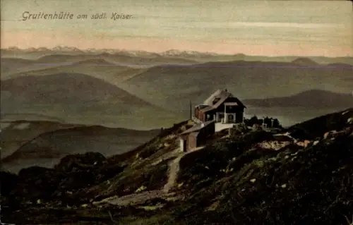 Ak Wilder Kaiser in Tirol, Gruttenhütte,  Berglandschaft, 