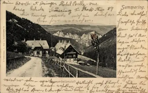 Ak Semmering in Niederösterreich, Hotel Belle-one,  Straße, Landschaft, 1902