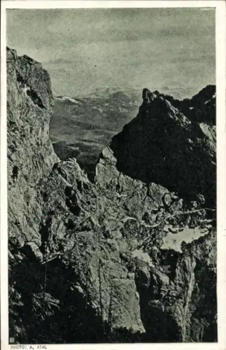 Ak Werfen in Salzburg, Eisriesenwelt im Tennengebirge, Beißzangensteig gegen das Salzachtal