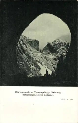 Ak Werfen in Salzburg, Eisriesenwelt im Tennengebirge, Höhleneingang gegen Beißzange