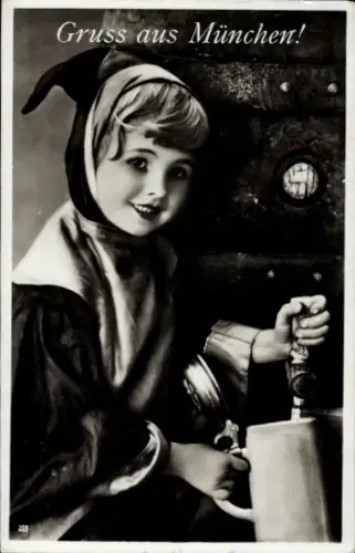 Ak München, Kind als Kindl, Bierkrug