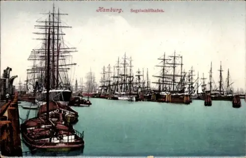 Ak Hamburg, Segelschiffhafen