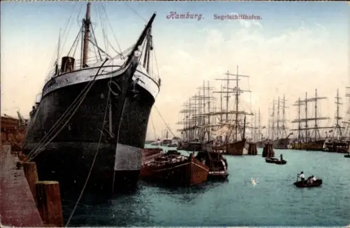 Ak Hamburg, Segelschiffhafen