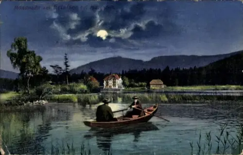 Ak Mariazell Steiermark, Mondnacht am Erlaufsee