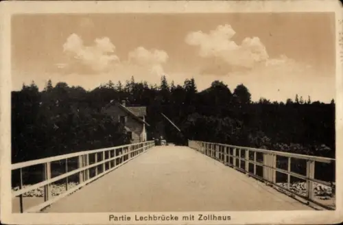 Ak Lagerlechfeld Graben Schwaben, Truppenübungsplatz Lager Lechfeld, Lechbrücke mit Zollhaus