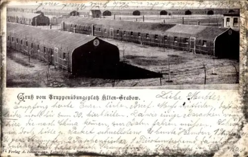 Ak Altengrabow Möckern in Sachsen Anhalt, Truppenübungsplatz, Barackenlager