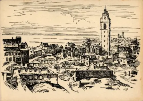 Künstler Ak Friedrichshafen am Bodensee, Teilansicht