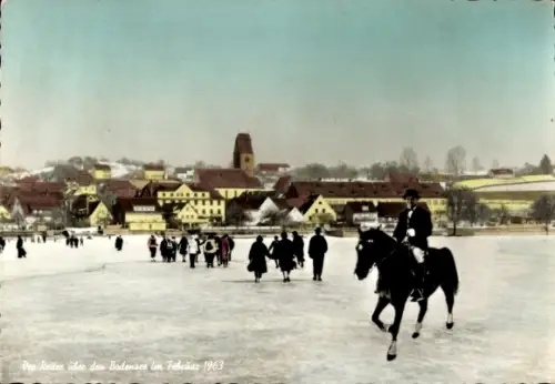 Ak Friedrichshafen am Bodensee, Reiter über den Bodensee, Goerg Stärr, Februar 1963