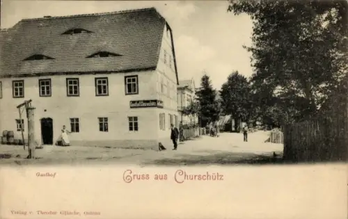 Ak Churschütz Lommatzsch Sachsen, Gasthof