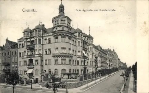 Ak Chemnitz Sachsen, Ecke Agricola und Kanzlerstraße, Eckhaus